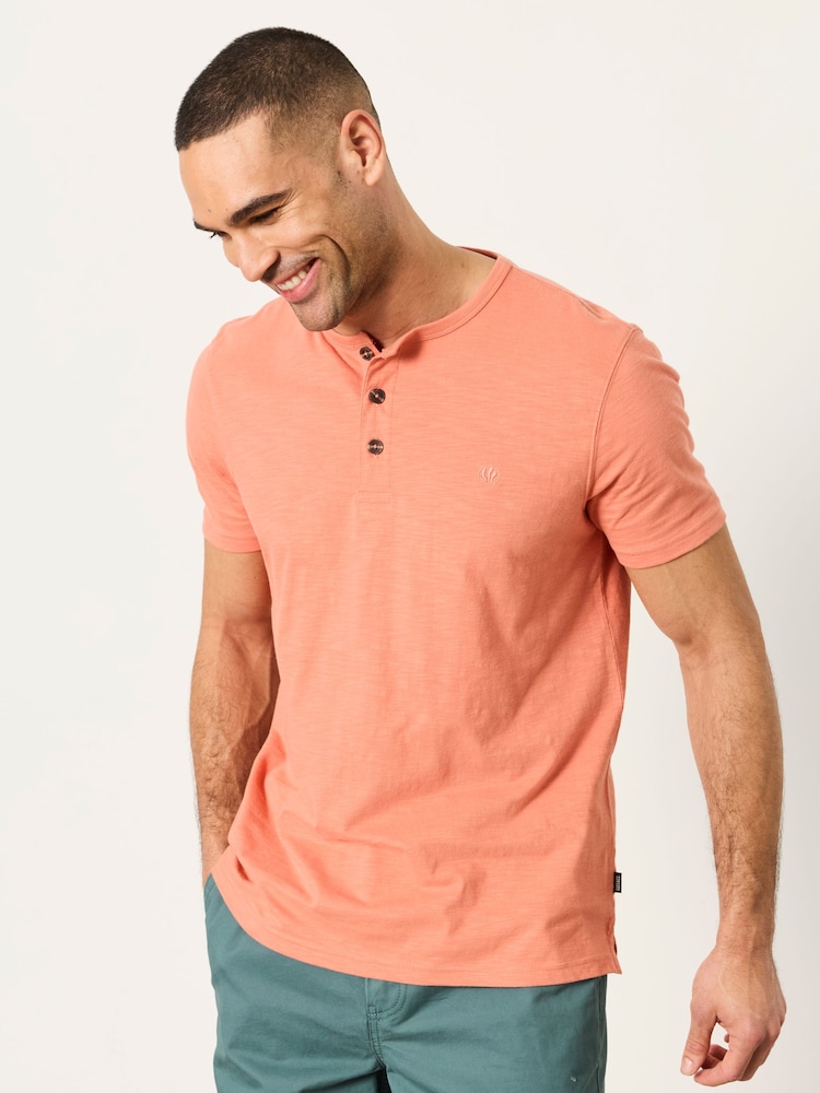 וורוד קורל  - FatFace Short Sleeve Woodside Henley - תמונה 1 מתוך 5