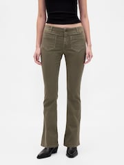 Gap Khaki Green Low Waisted Twill Long and Lean Trousers - Image 1 of 6