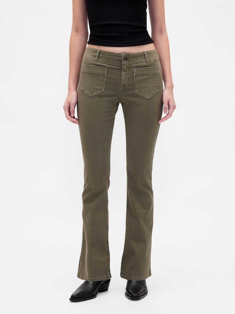 Gap Khaki Green Low Waisted Twill Long and Lean Trousers - Image 1 of 6