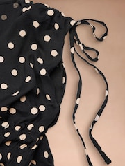 Cath Kidston Black Spot Shirred Midi Dress - Image 3 of 3