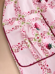 Cath Kidston Pink Strawberry Check Strappy Fitted Midi Dress - Image 3 of 4