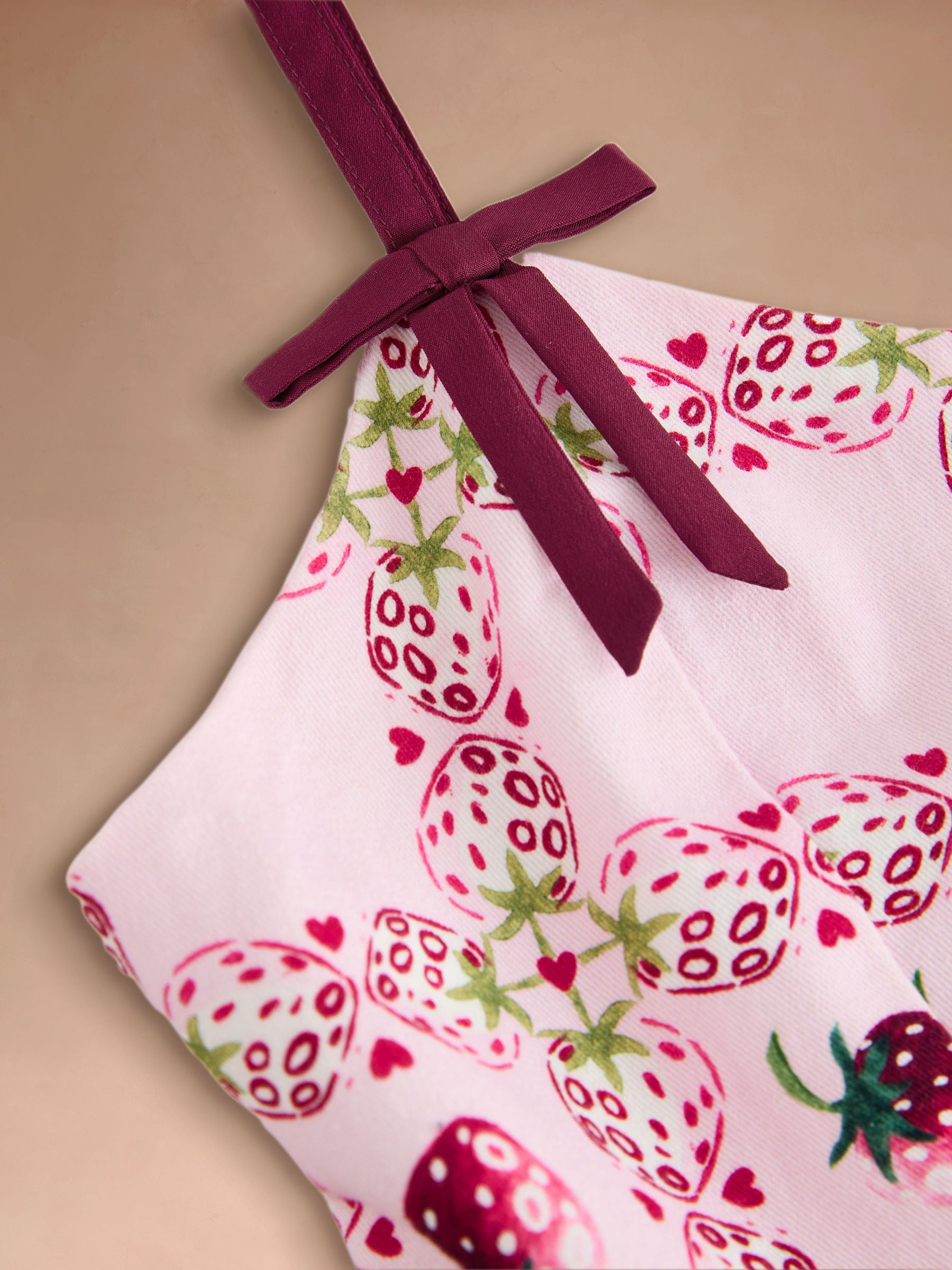 Buy Cath Kidston Pink Strawberry Check Strappy Fitted Midi Dress