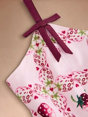 Cath Kidston Pink Strawberry Check Strappy Fitted Midi Dress - Image 4 of 4