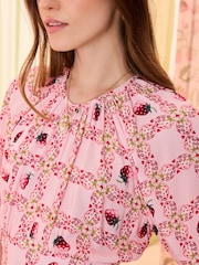 Cath Kidston Pink Strawberry Check Mini Dress - Image 5 of 7