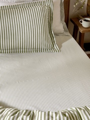 Yard Olive Hebden Narrow Stripe Cotton Extra Deep Fitted Sheet - Image 1 of 2