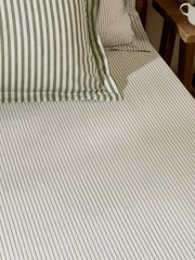 Yard Olive Hebden Narrow Stripe Cotton Extra Deep Fitted Sheet - Image 2 of 2