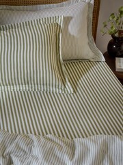 Yard Olive Hebden Striped Cotton Fitted Sheet - Image 1 of 1