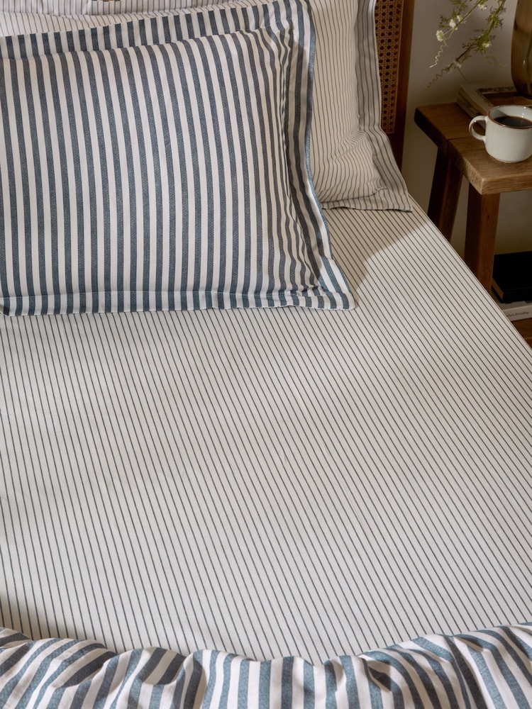 Yard Navy Hebden Narrow Stripe Cotton Fitted Sheet - Image 1 of 2