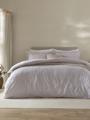 Yard Mauve Hebden Striped 100% Cotton Duvet Cover and Pillowcase Set - Image 1 of 3