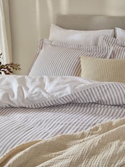 Yard Mauve Hebden Striped 100% Cotton Duvet Cover and Pillowcase Set - Image 3 of 3