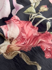 Navy Blue Floral Printed - 扇形袖裹身中长连衣裙 - 3的图像2｝