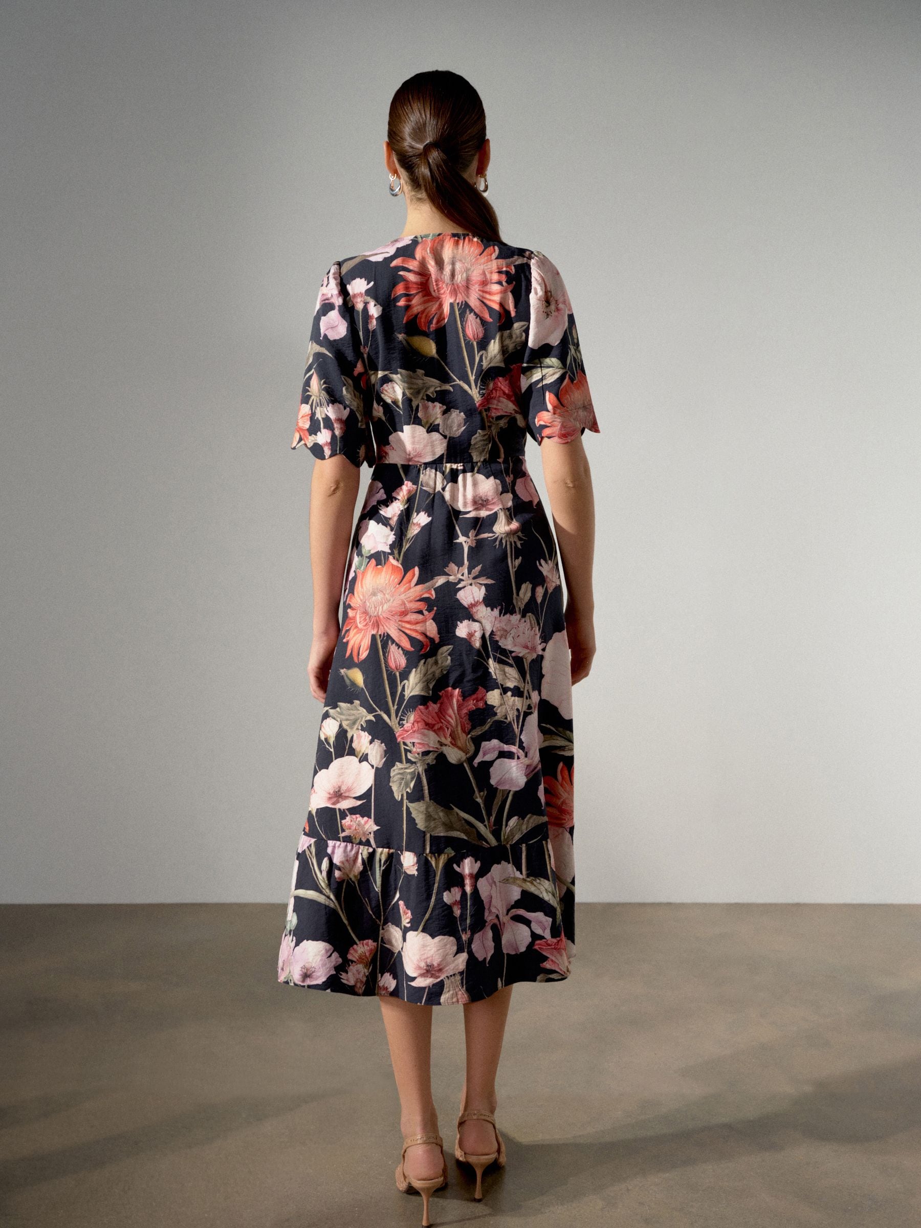 floral knee length wrap dress Buy Navy Blue Scallop Sleeve Midi from Next USA YGroup_irena-strapless-mini-dress