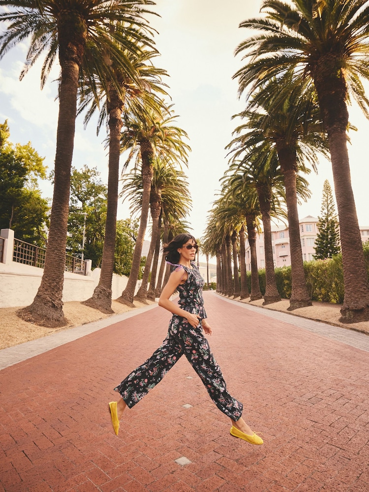 Cath Kidston Black Island Print Straight Leg Trousers - Image 1 of 1 Cath Kidston Black Island Print Straight Leg Trousers - Image 1 of 1