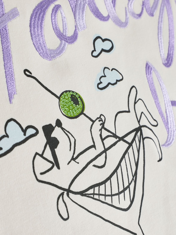 Cath Kidston Ecru Stanley Graphic Crew Neck T-Shirt - Image 6 of 6