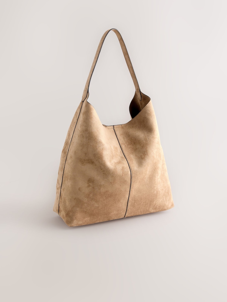Camel Faux Suede Slouchy Shoulder Bag - Image 1 of 5