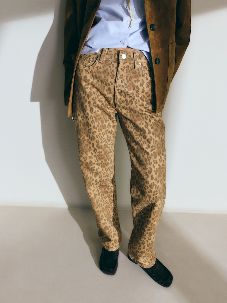 BHOEM Leopard Print Straight Leg Jeans - صورة 2 من 4