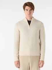 Oliver Sweeney Blue Lambswool Quarter Zip Jumper - Image 1 of 4