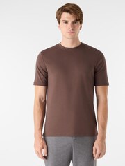 Oliver Sweeney Classic Fit 240gsm Cotton Jersey Brown T-Shirt - Image 1 of 5