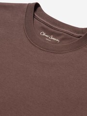 Oliver Sweeney Classic Fit 240gsm Cotton Jersey Brown T-Shirt - Image 4 of 5