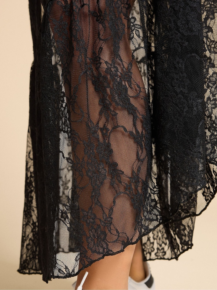 PixieGirl Petite Black Maxi Lace Lined Skirt - Image 4 of 4 PixieGirl Petite Black Maxi Lace Lined Skirt - Image 4 of 4