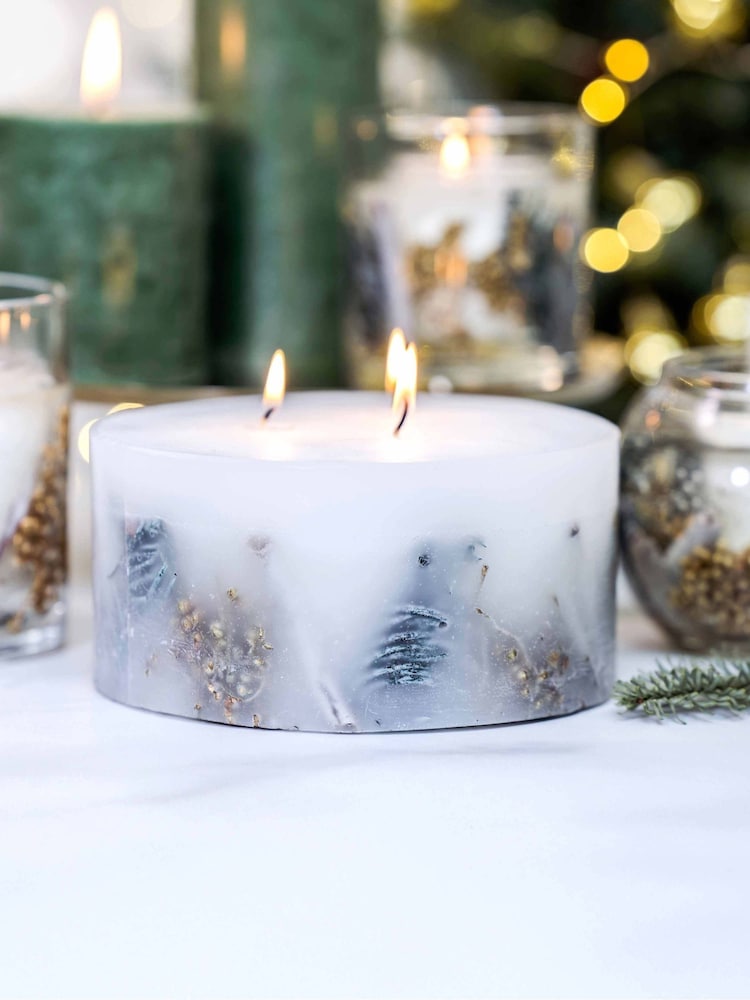 Stoneglow Frosted Woods Inclusion 3 Wick Pillar Candle - Image 3 of 3