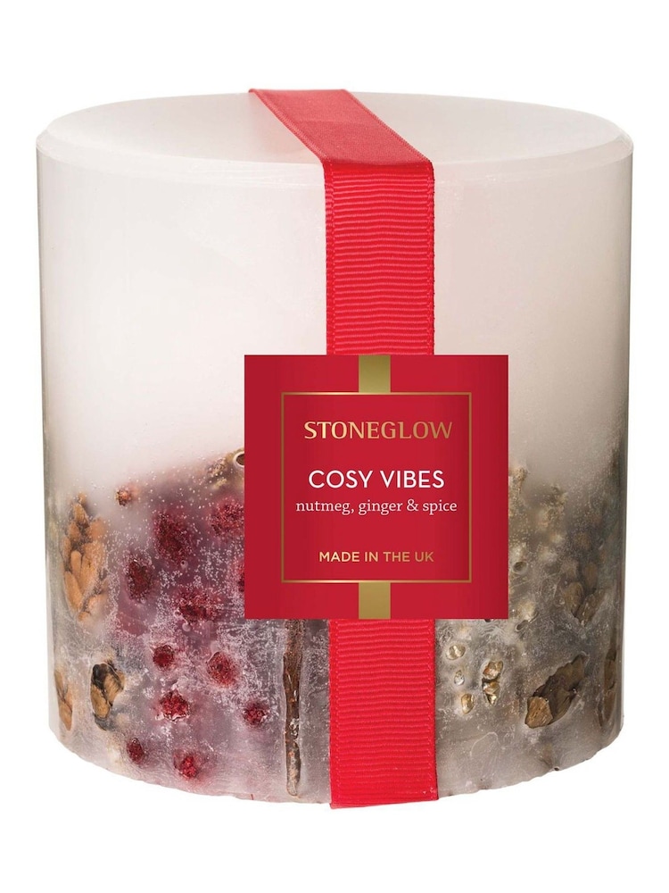 Stoneglow Cosy Vibes Inclusion Fat Pillar Candle - Image 1 of 3