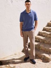 Blue Argyle N. Premium Linen Rich Knit Trophy Polo Shirt - Image 2 of 4