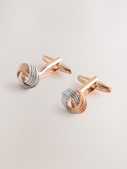 Rose Gold / Silver Tone Two Tone Knot Cufflinks - Image 2 of 3