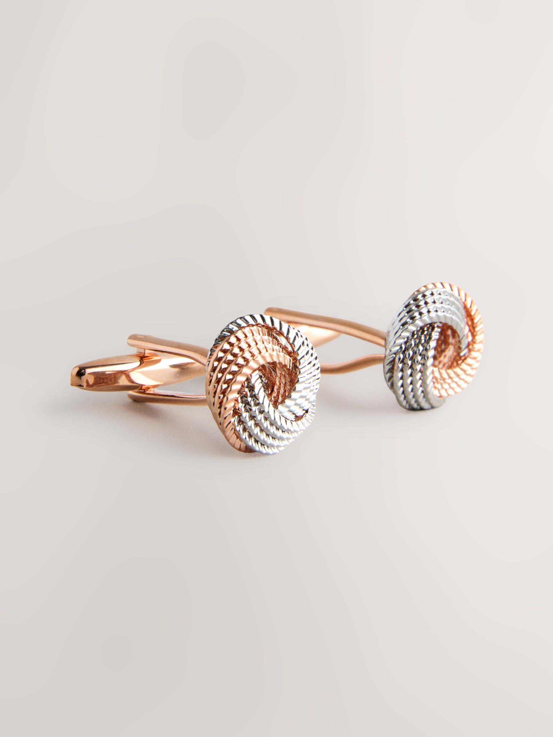 Buy Rose Gold / Silver Tone - Two Tone Knot Cufflinks from Next Japan
