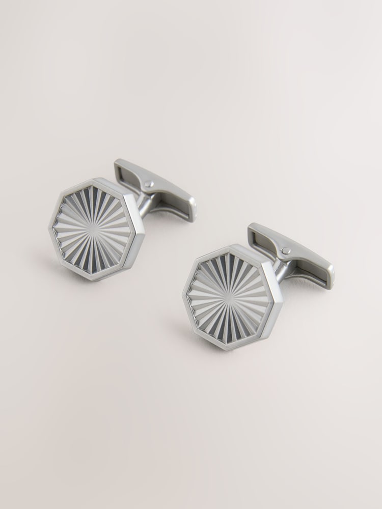 Brushed Silver Cufflinks - Image 2 of 4