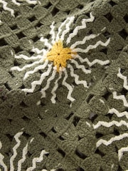 Dark Green Floral Tile Crochet Knitted Shirt - Image 3 of 3