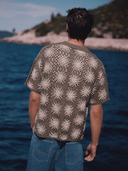 Verde închis - Floral Tile Crochet Knitted Shirt - Imaginea 4 din 8