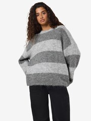 NOISY MAY Grey Stripe Jumper - Image 1 of 5
