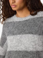 NOISY MAY Grey Stripe Jumper - Image 4 of 5