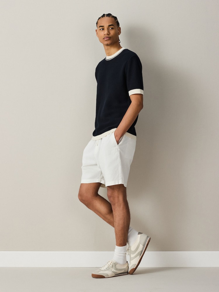 Navy Blue Cotton Knit Ringer T-Shirt - Image 2 of 5