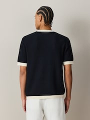Navy Blue Cotton Knit Ringer T-Shirt - Image 3 of 5