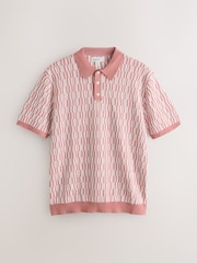 Pink/White N.Premium Checkerboard Pattern Knitted Polo Shirt - Image 1 of 3