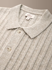 Neutral Signature Stripe Knitted Shirt with Linen - Image 2 of 3