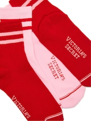 Victoria's Secret Pink & Red 2 Pack Quarter Socks - Image 2 of 2