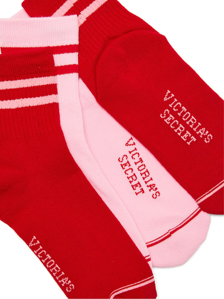 Victoria's Secret Pink & Red 2 Pack Quarter Socks - Image 2 of 2