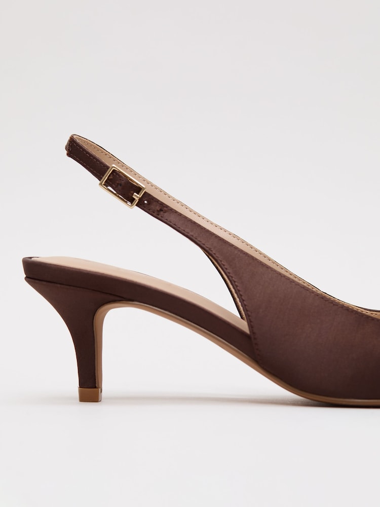 Phase Eight Brown Satin Heeled Shoes - Image 7 of 7 Phase Eight Brown Satin Heeled Shoes - Image 7 of 7