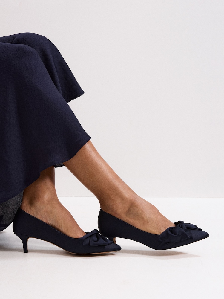 Phase Eight Blue Satin Kitten Heels - Image 1 of 7