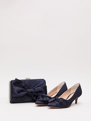 Phase Eight Blue Satin Kitten Heels - Image 5 of 7