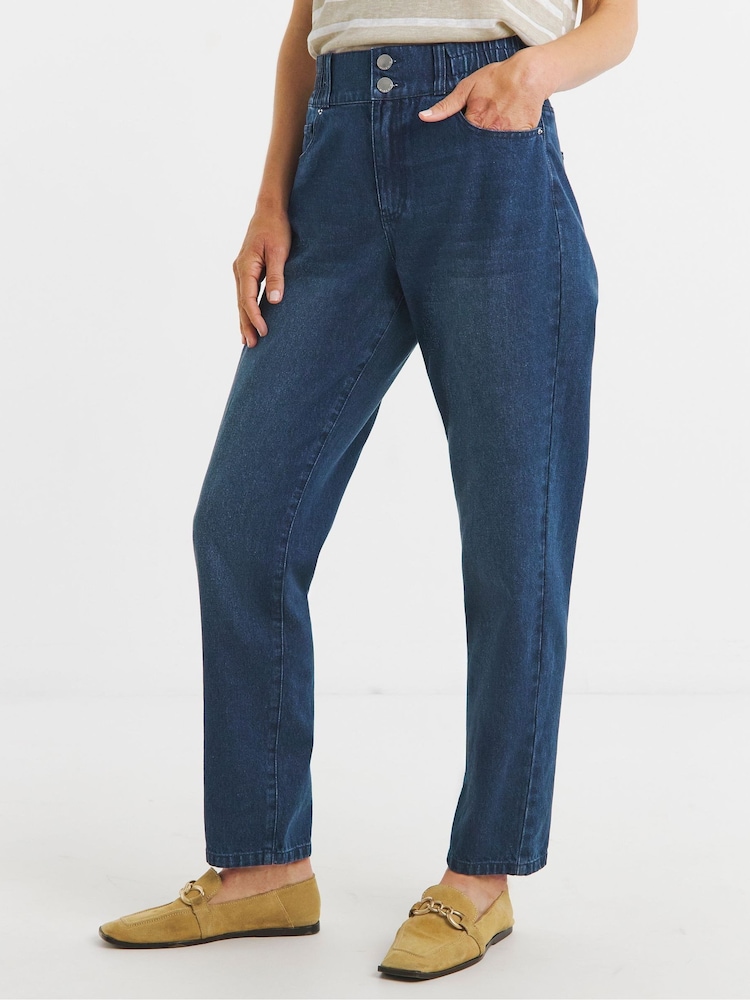 JD Williams Elasticated Waist Tapered Jeans - Imagen 1 de 4