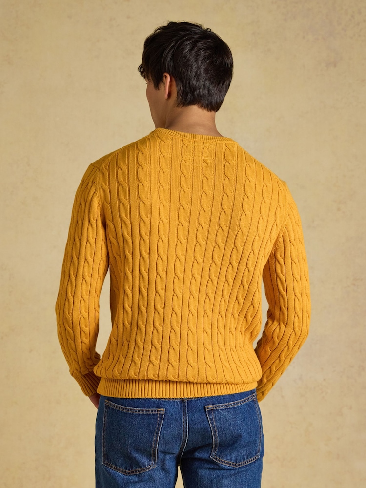 Joules Yellow Crew Neck Cotton Cable Knit Jumper - Image 2 of 8 Joules Yellow Crew Neck Cotton Cable Knit Jumper - Image 2 of 8