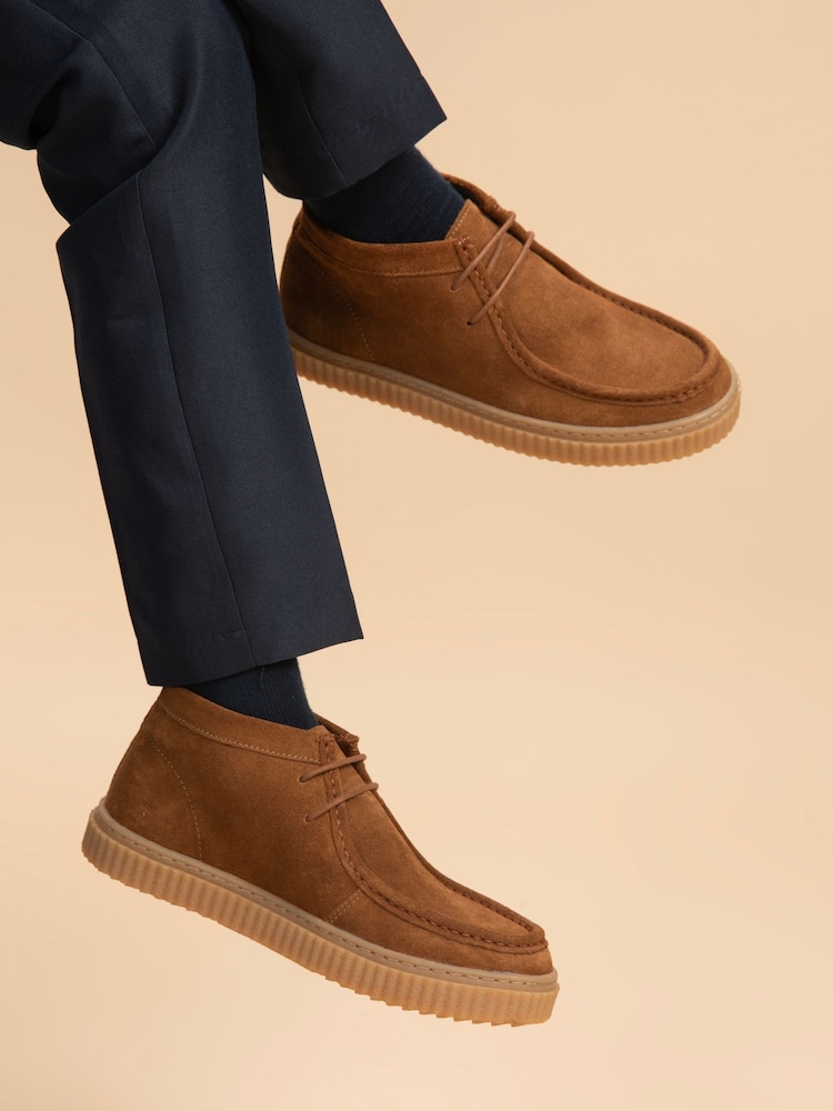 Off The Hook Tan Bolan Suede Leather Lace Up Casual Ankle Boots - Image 1 of 8