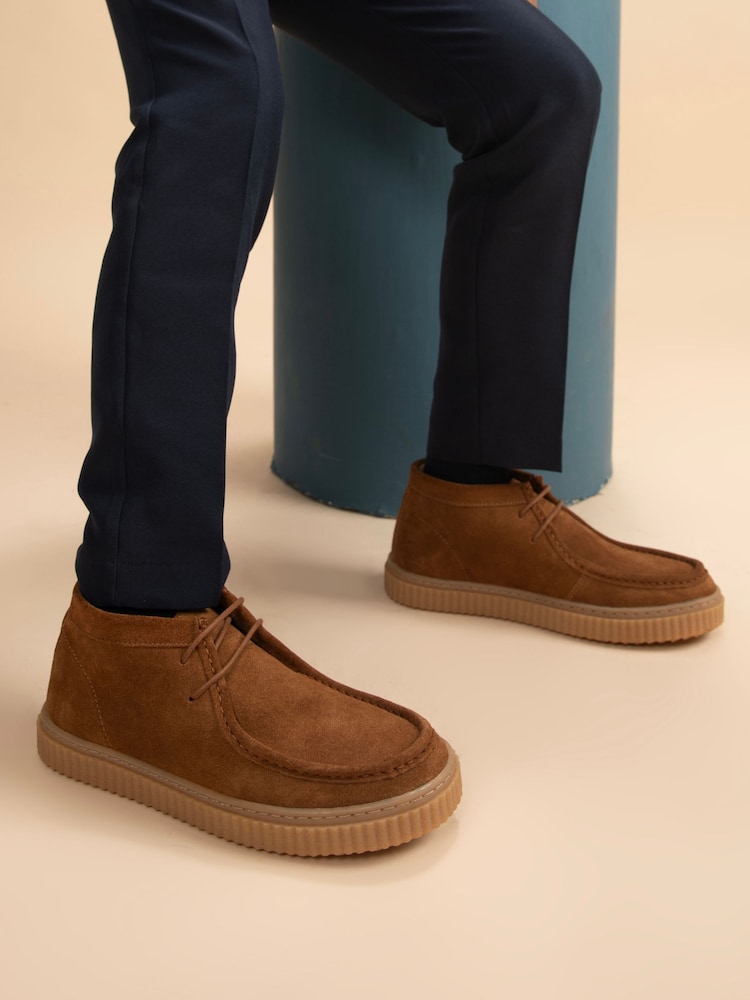 Off The Hook Tan Bolan Suede Leather Lace Up Casual Ankle Boots - Image 2 of 8