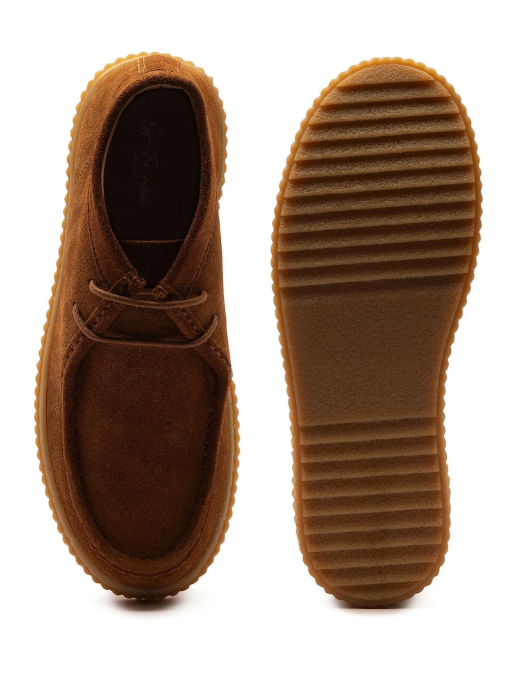 Off The Hook Tan Bolan Suede Leather Lace Up Casual Ankle Boots - Image 8 of 8
