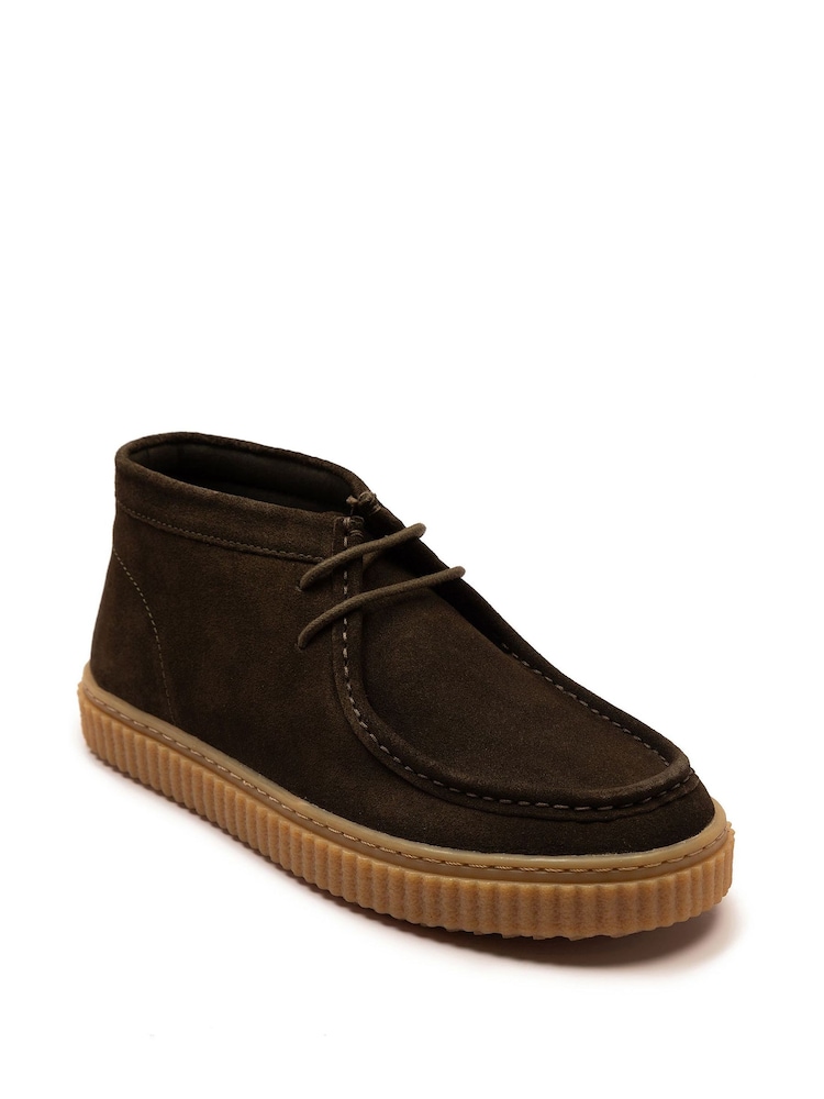 Off The Hook Brown Bolan Suede Leather Lace Up Casual Ankle Boots - Image 1 of 6