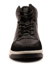 Off The Hook Black Shaw Leather Hi-Top Lace Up Trainer Sneakers - Image 4 of 6